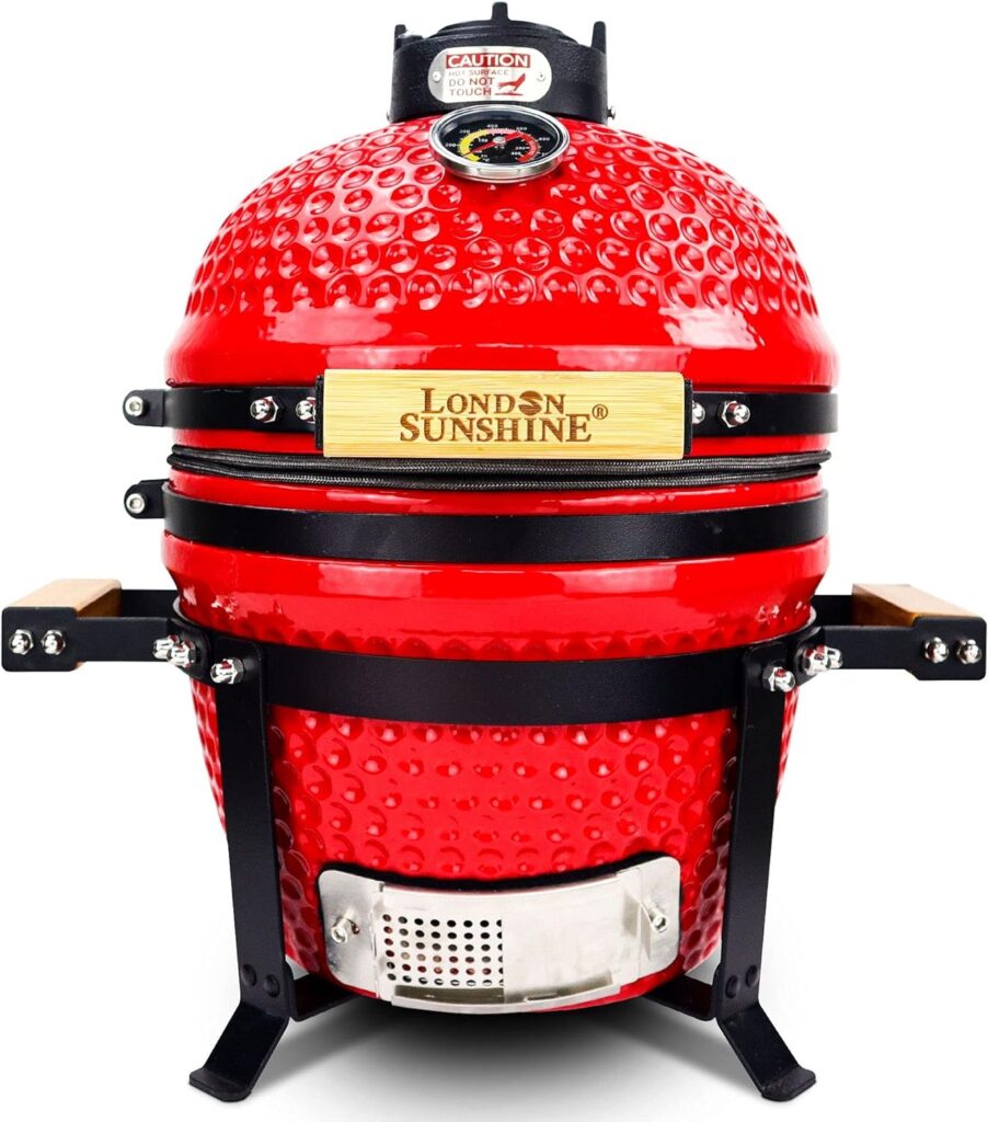 Ceramic BBQ Charcoal Kamado Grill 13 inch Portable Tabletop BBQ Grill Red