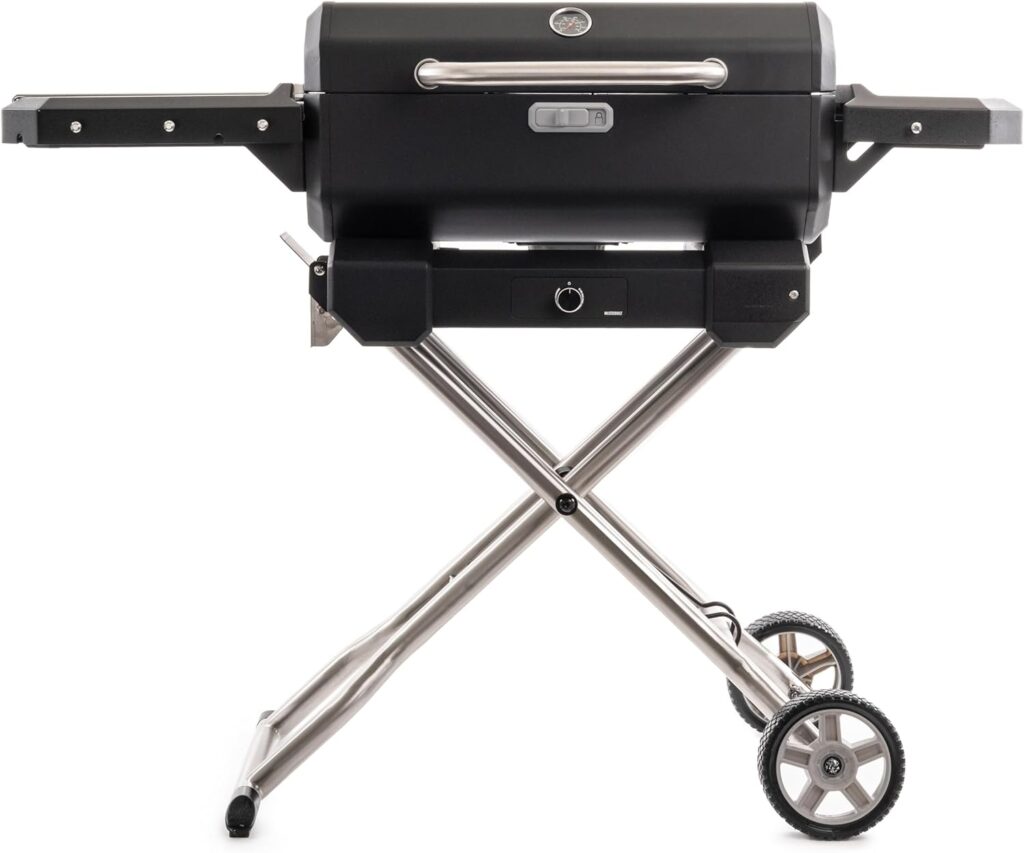 Masterbuilt® Electric Portable Charcoal Grill and Smoker with SteadyTemp Analog Temperature Control, Collapsible Cart and 200 Cooking Square Inches in Black, Model MB20040722